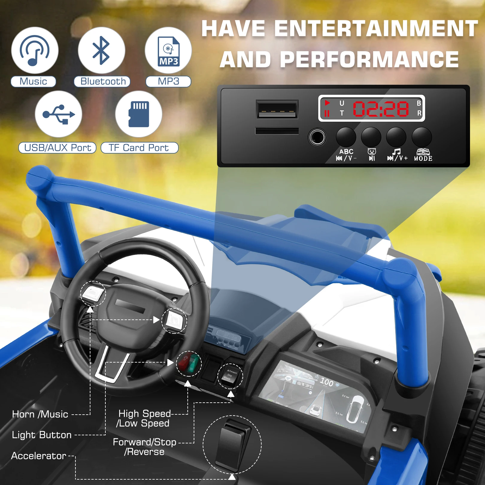 4WD 24V Ride on Toys 2 XL Seater Kids Ride on Cars 4*200W Motor Electric Off-Road UTV 7AH Battery Powered 4-Wheeler Vehicle