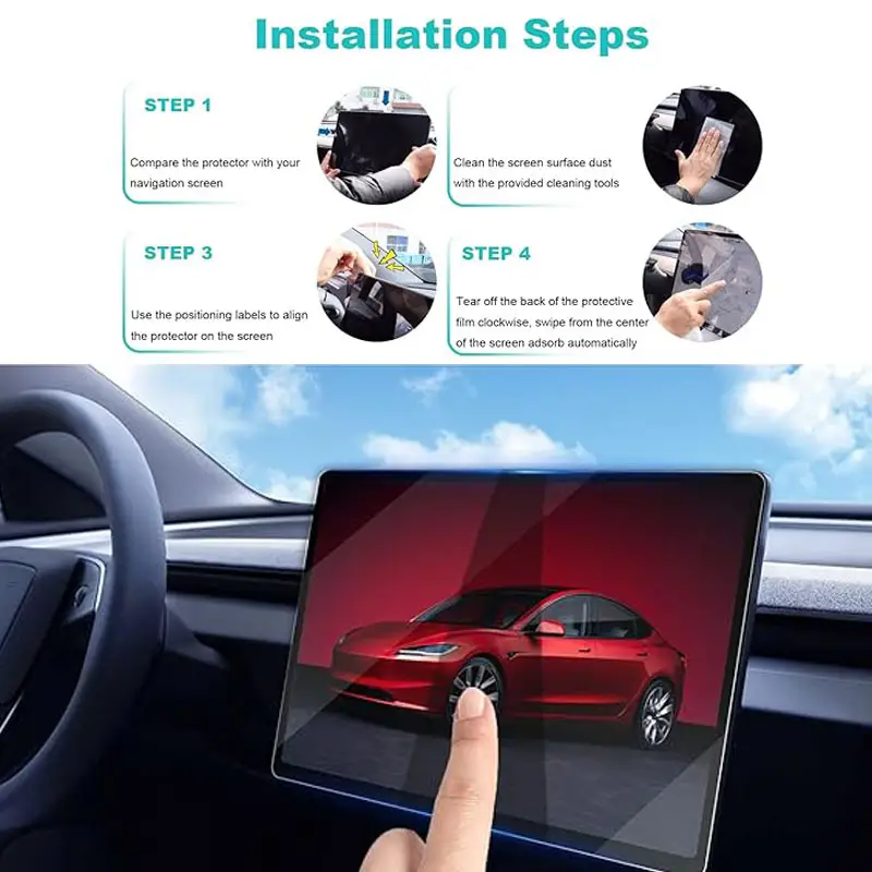 Tempered Glass Film Protector for Tesla Model 3 Highland Model Y Juniper Model Y Performance Rear Center Control Screen - Image 3