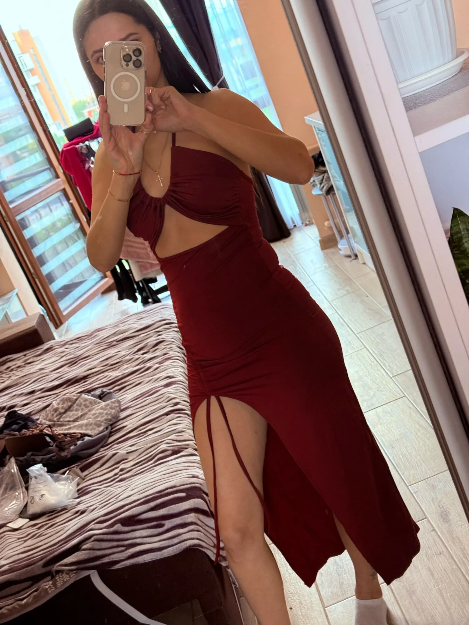Elegant Backless Midi Dress for Nightlife & Parties photo review