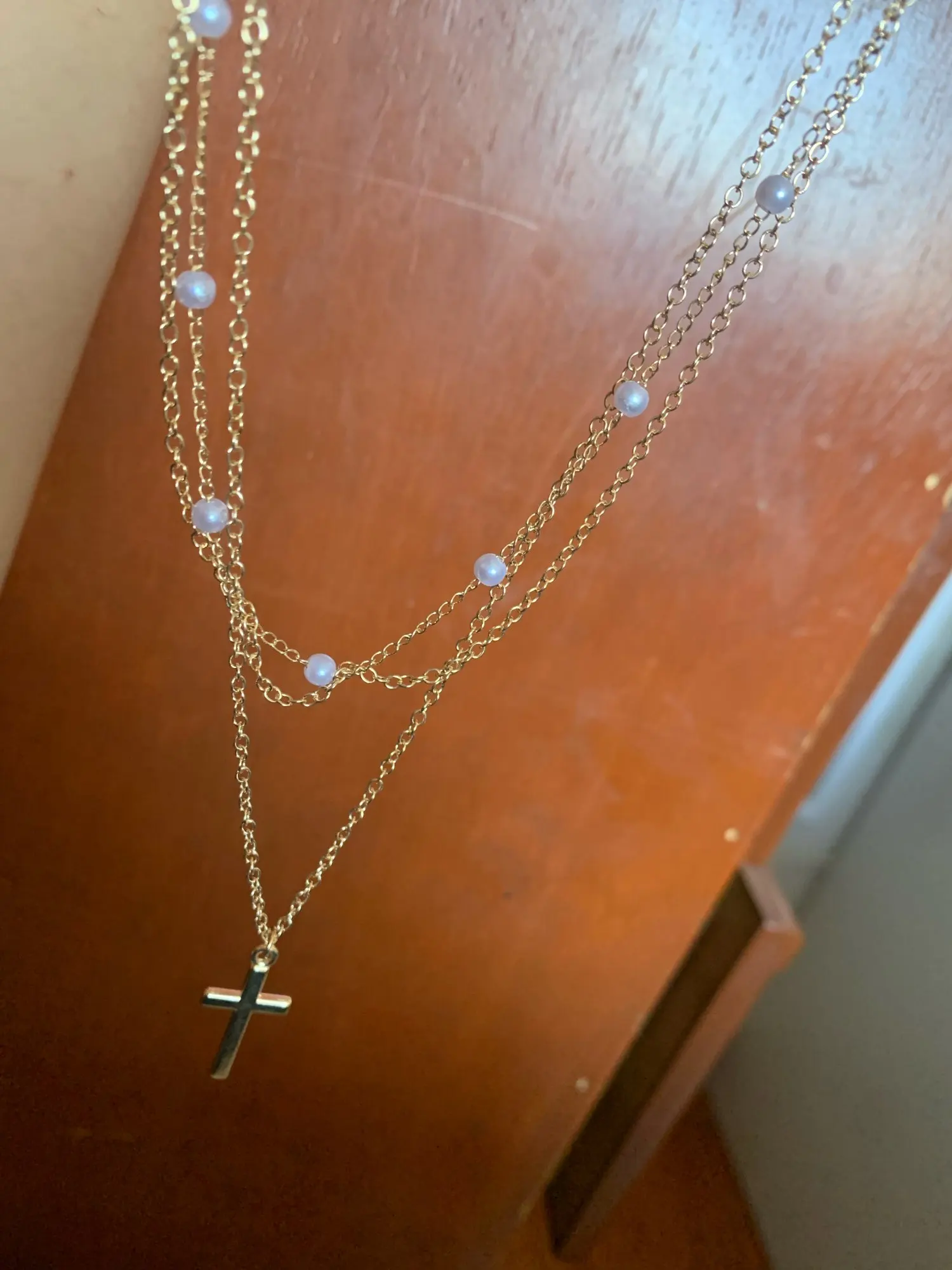 LATS Multilayer Pearl Cross Love Heart Pendant Necklaces photo review