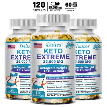 Daitea Keto Supplement 25000mg – Supports healthy eating, weight management, supports immunity, 120 capsules supplements 1
