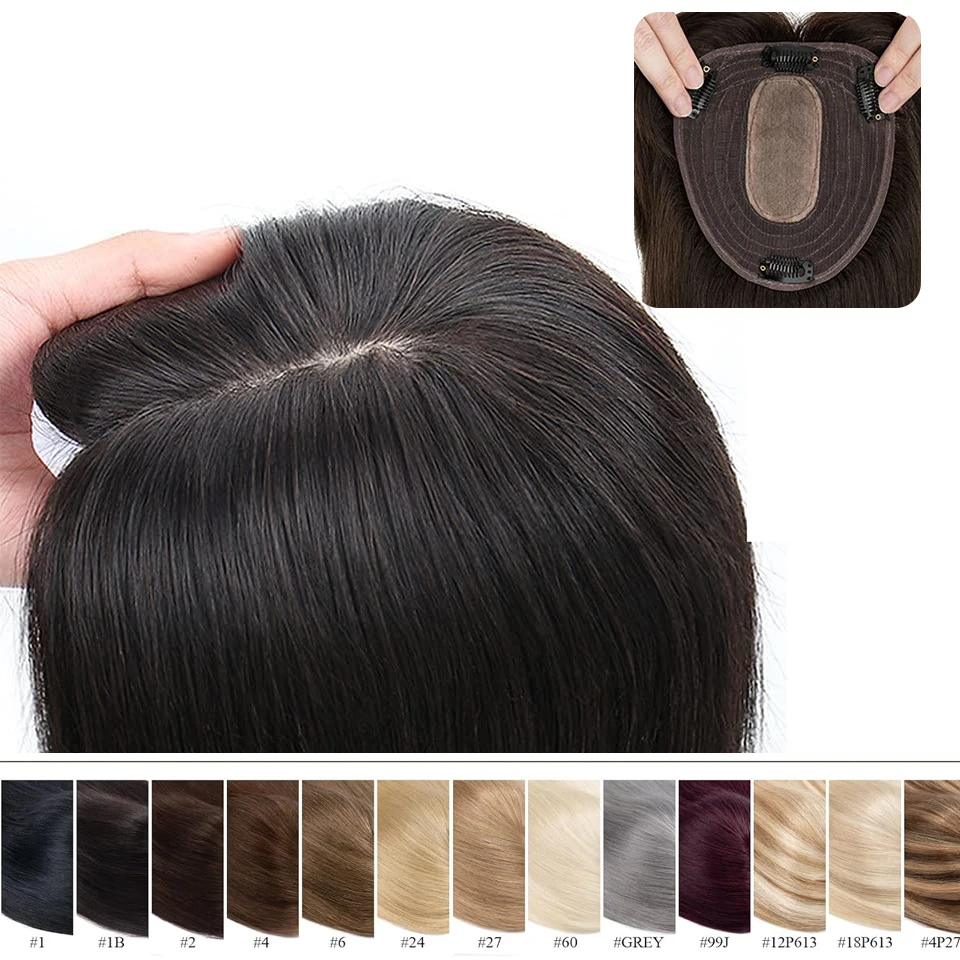 12x13CM Hair Toppers Real Human Hair Toppers For Women Middle Part With Bangs Clip in Hairpiece human hair extensions