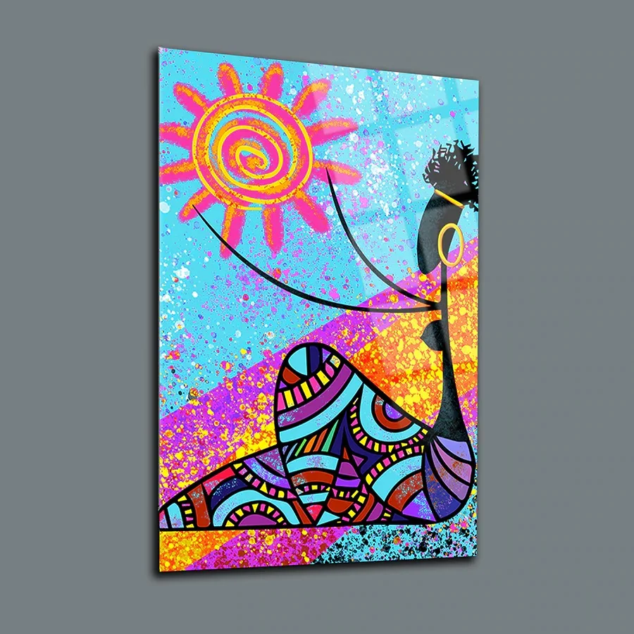 

Magic Of The Sun Decor, Glass Wall Art, Frameless Free Floating Tempered Glass Panel, Home Office Living Room Decoration,