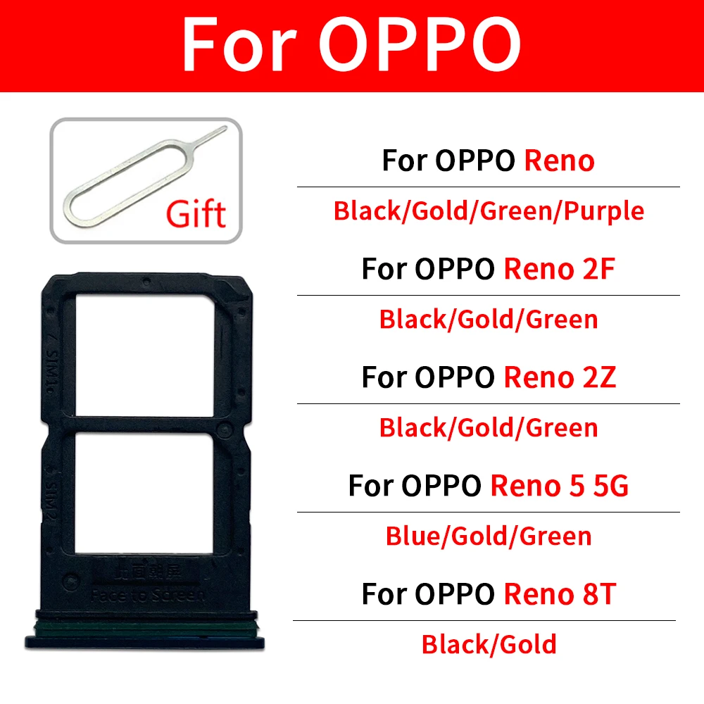 OPPO Reno 2F 2Z 5 5G 8T용 듀얼 심 카드 홀더 10개, 심 카드 트레이 슬롯 홀더 어댑터 소켓 수리 부품