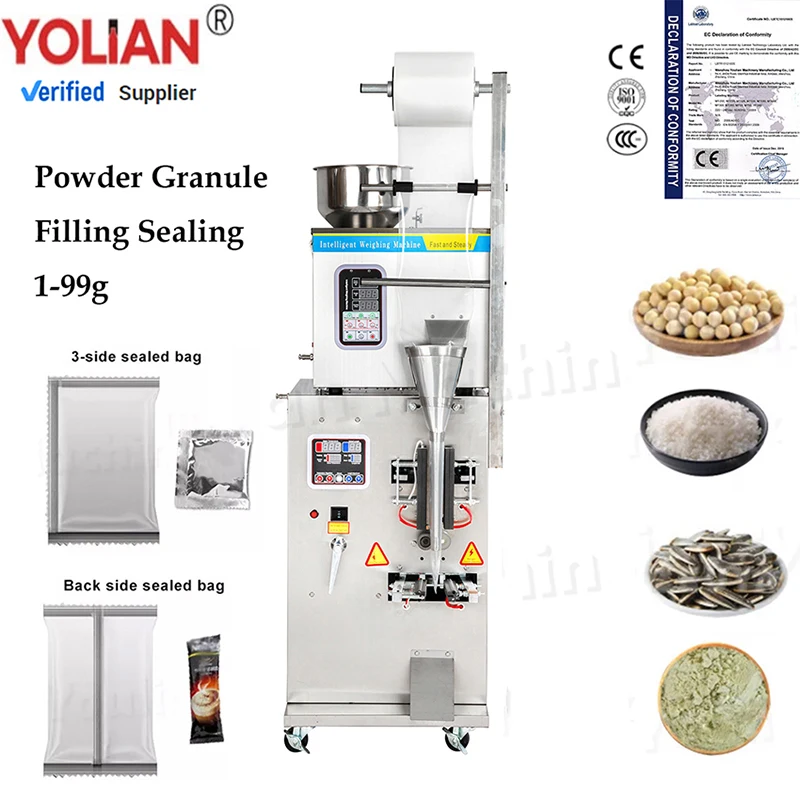 FZL-100 1-99g Powder Granule Particles Filling Sealing Packing Machine For Sachet Grain Spices Rice Tea Sugar Salt Seed Nut