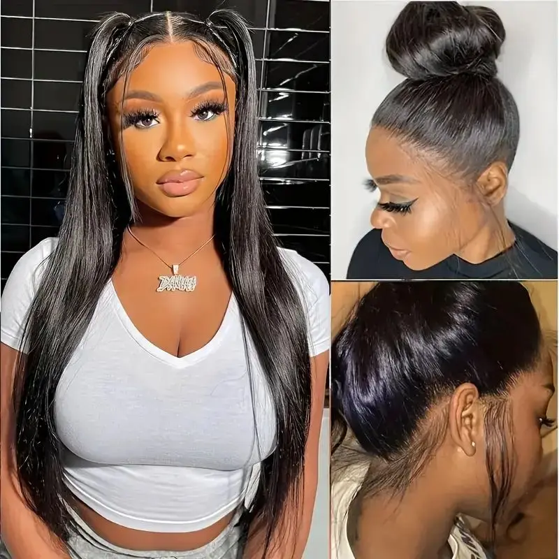 Sapphire 360 Straight Human Hair Lace Frontal Wig for Women 150% Density Straight 360 Lace Front Wig PrePlucked with Baby Hair