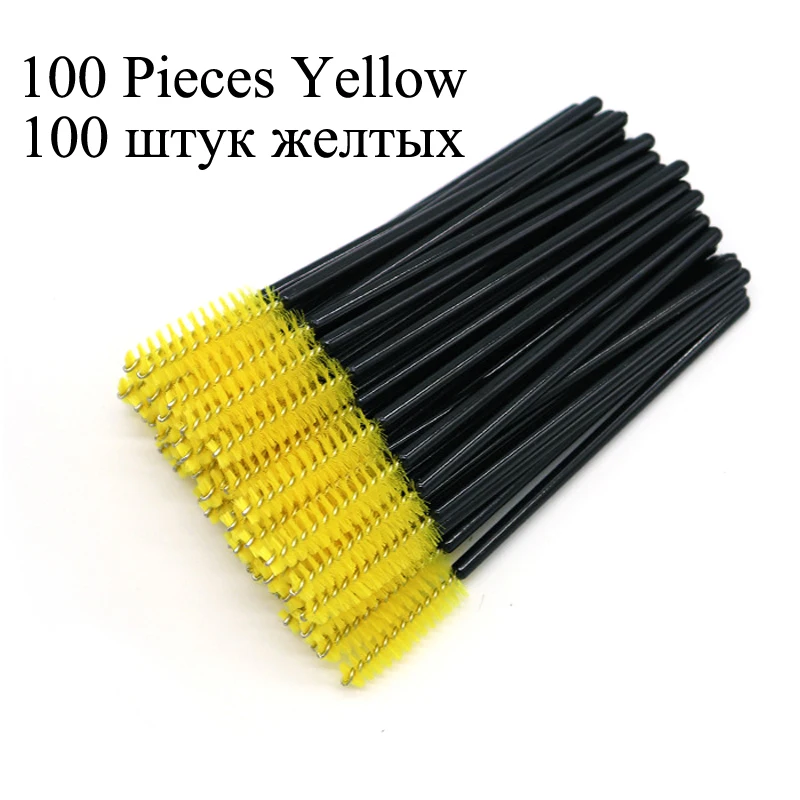 Disposable Micro Eyelash and Eyebrow Brush Set - 100 Pcs