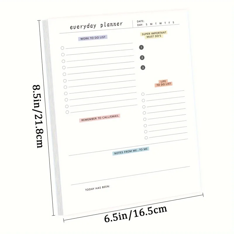날짜 없는 일일 플래너 노트패드 1개, 우선순위 체크리스트가 포함된 일상 할 일 목록 패드, 업무 및 생활 정리 도구, 52매