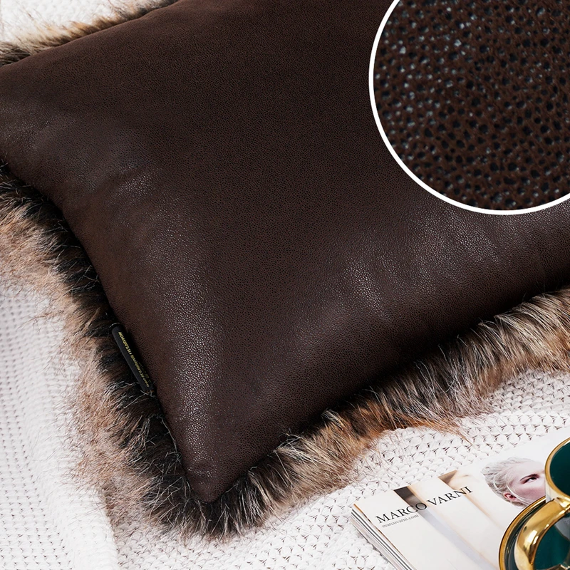 High-end Fluffy Faux Fox Fur Throw Pillows Decor Home High Quality Plush Back Cushion for Sofa Bed Chair Super Soft Cushion Cozy 4
