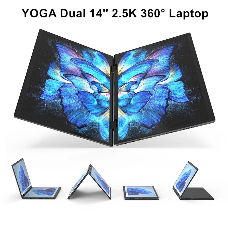 Kingnovy L14 YOGA Dual Screen 360° Laptop 12th Gen Intel N95 2*14 Inch 2.5K Touch IPS Windows 11 Tablet PC 2 in 1 Notebook WiFi 2