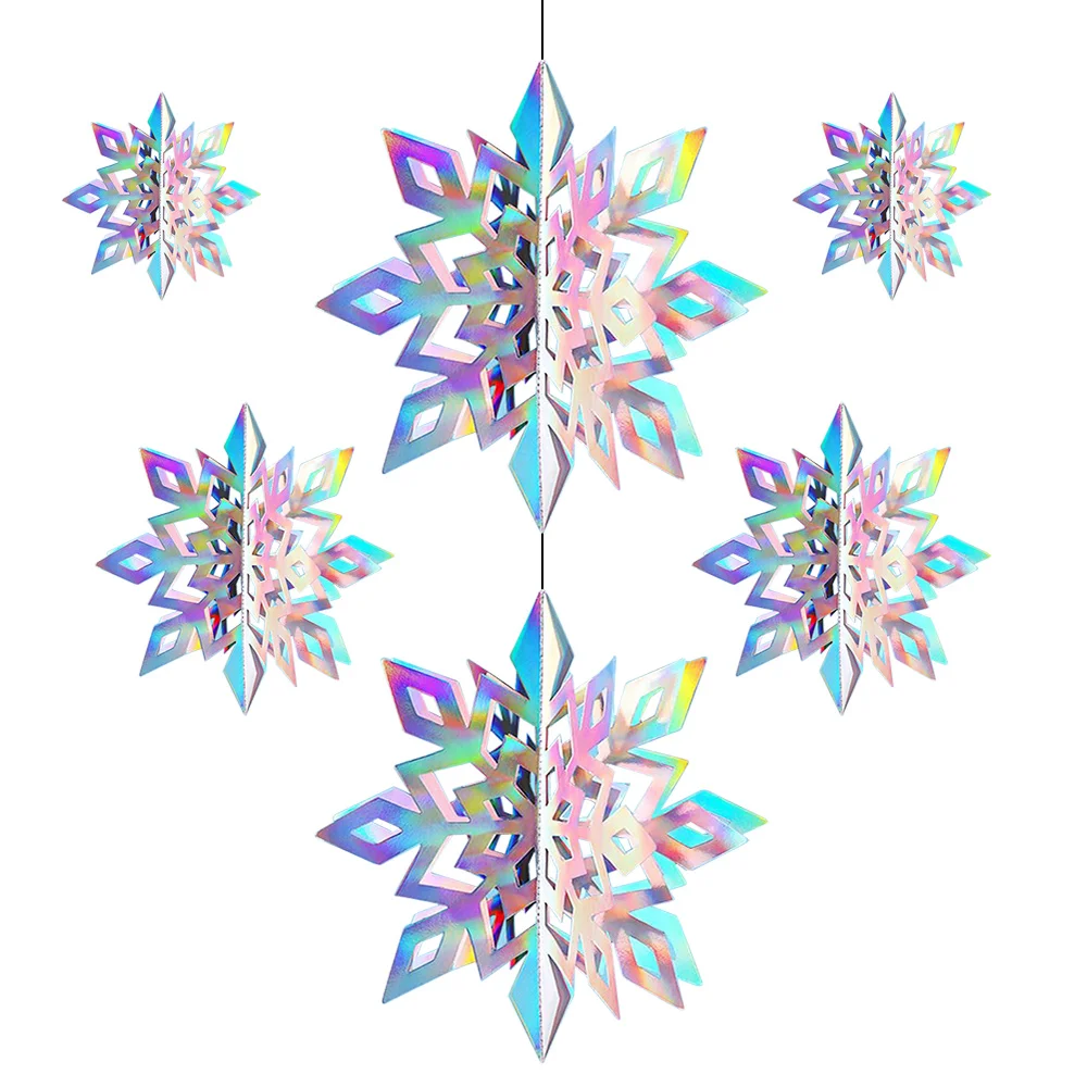 

Big 3D Christmas Snowflake Hanging Decorations for Xmas Holiday New Years Party Supplies Glittery Ceiling Winter Home Decor