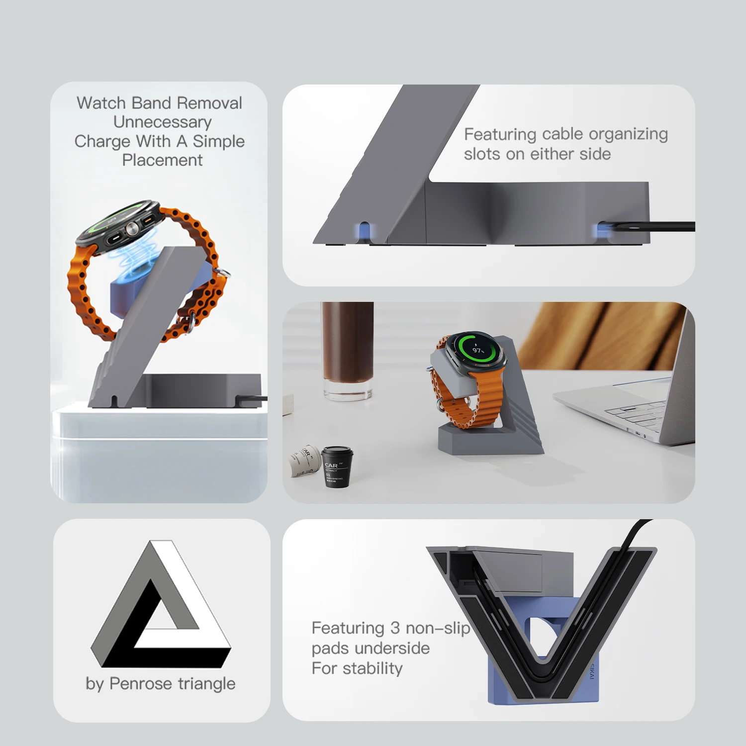 Geometric Charging Stand for Smart Watch Charger Dock Base