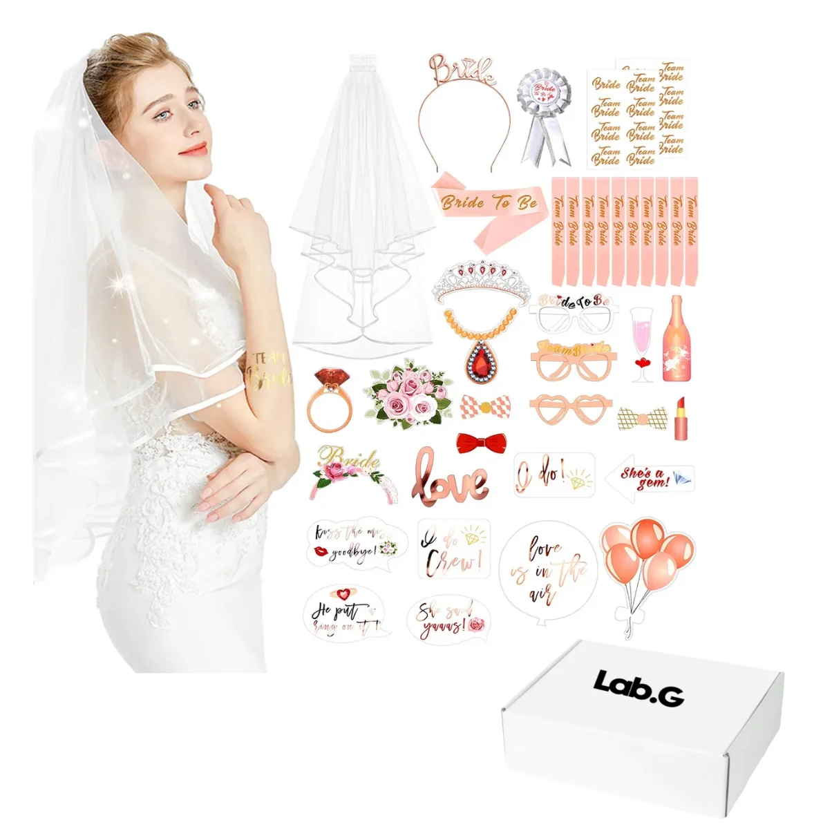 Adornos de Despedida Soltera Liston Banda Bride Diadema 38pc LAB.G