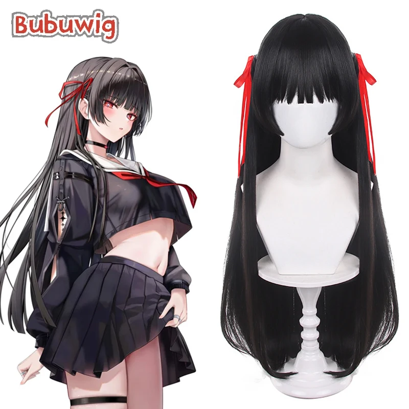Bubuwig 합성 머리 치사 코스프레 가발(플랫 뱅 포함) 게임 Wuthering..