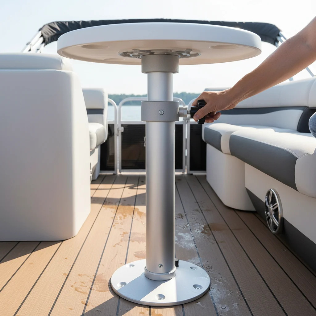 Verstellbares RV-Tischbein-System 18-27,5 Zoll – Sockel für Pontonboote, Wohnmobile, abnehmbare Marine-Basis mit Outdoor-Dreibein-Kit – Detail 12