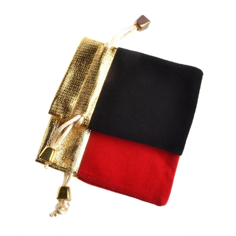 

100 Pcs Red/Black Drawstring Velvet Pouch for Pocket Watch Gift Wrap 7*9cm