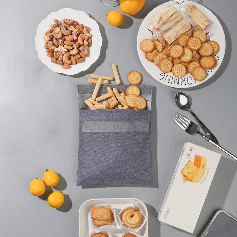 Eco-Friendly Reusable Waterproof Snack Bags with TPU Lining and Velcro Closure