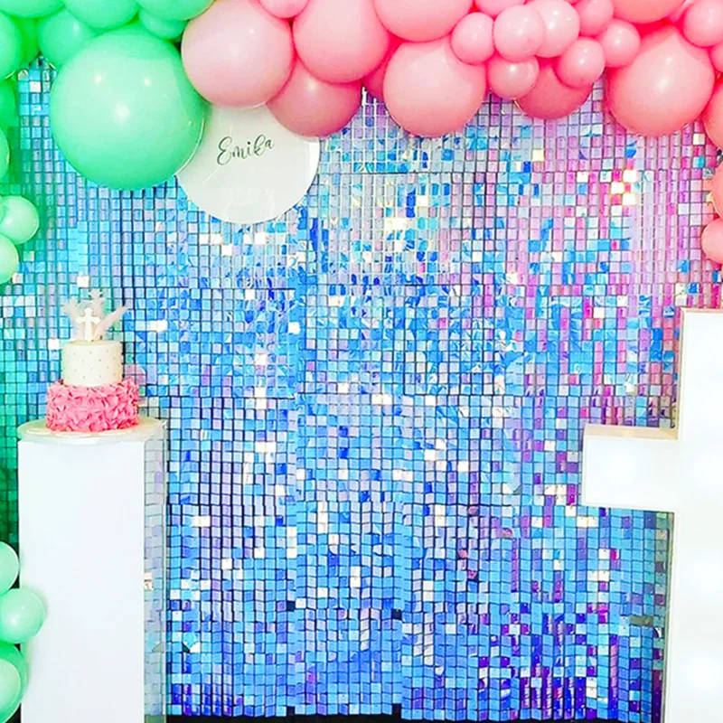 무지개 빛깔 파티 스팽글 배경 반짝이 사각형 스팽글 패널, 벽 웨딩 장식, 베이비 샤워, 생일 크리스마스 이벤트 장식