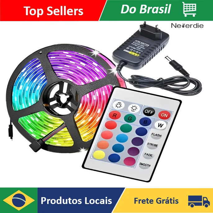 5m Rig RGB LED Tape with Source and Double-Sided Control-Neverdie Store