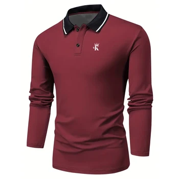 Men's Polo Shirts Long Sleeve Polo Shirts Collar Business Casual Formal Outdoor Dailywear King Print Buttons Spring Fall