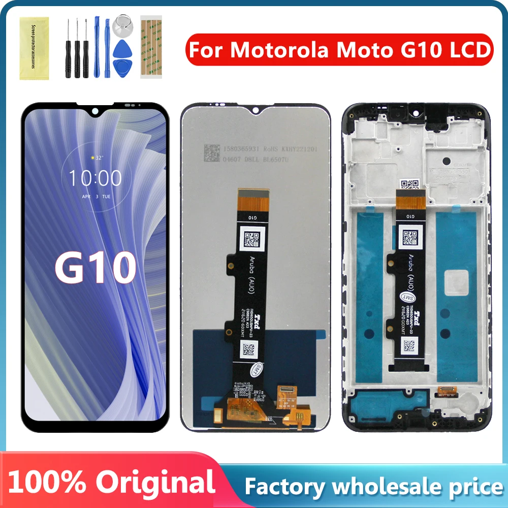 

6.5'' Original For Motorola Moto G10 LCD Display Touch Screen Digitizer Replacement For Moto G10 XT2127-2 LCD Screen With Frame