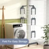 Clothes Drying Rack,4-Tier Foldable Stainless Steel Drying Rack Clothing, Movable Drying Rack 4 castors,for Bed Linen,Clothing 5