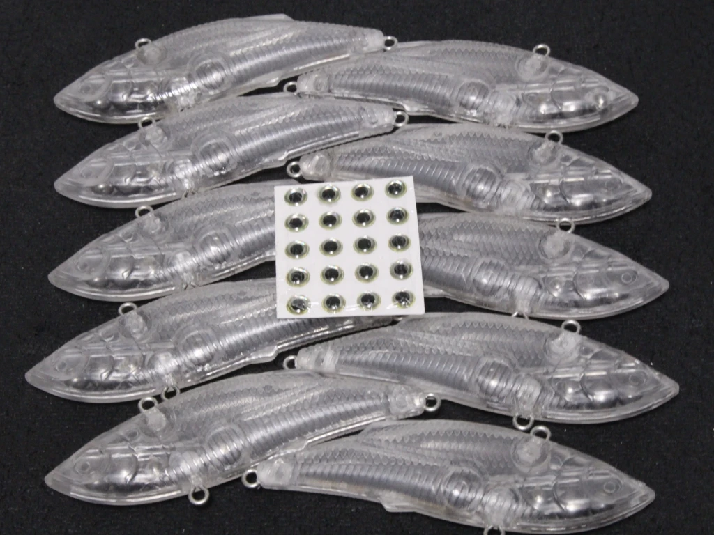 wLure Tight Wiggle Sinking Lipless Blank Unpainted Fishing Lure Bodies  Quantity 10 with Eyes UPL536