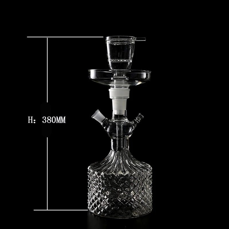 Engrave Thick Glass Shisha Hookah Embossing Clear Chicha Complete Set Smoking Chicha With Silicone Hose Set
