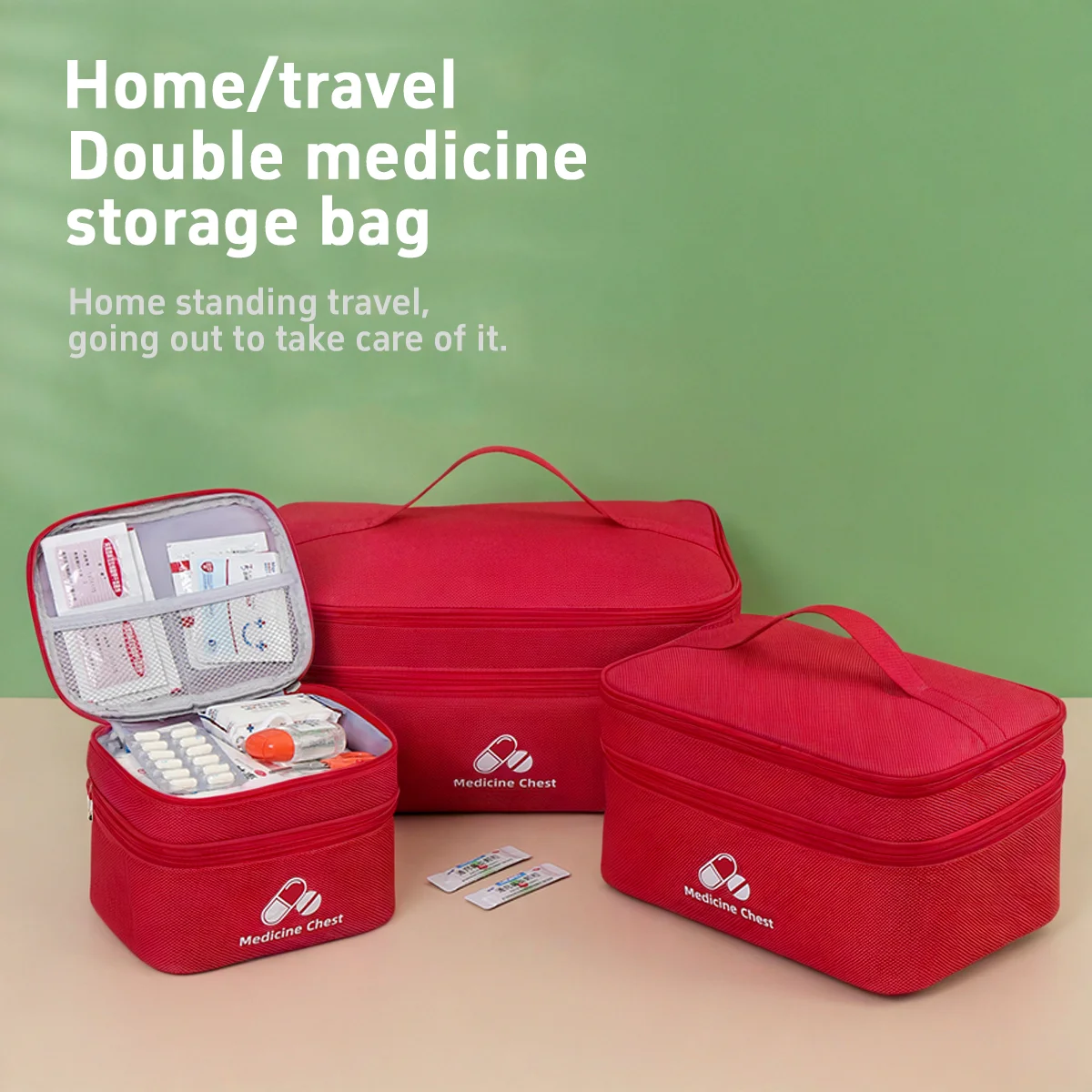 First Aid Kit Bag Medicine Box Double-Layer Medicine Sorting Bag
