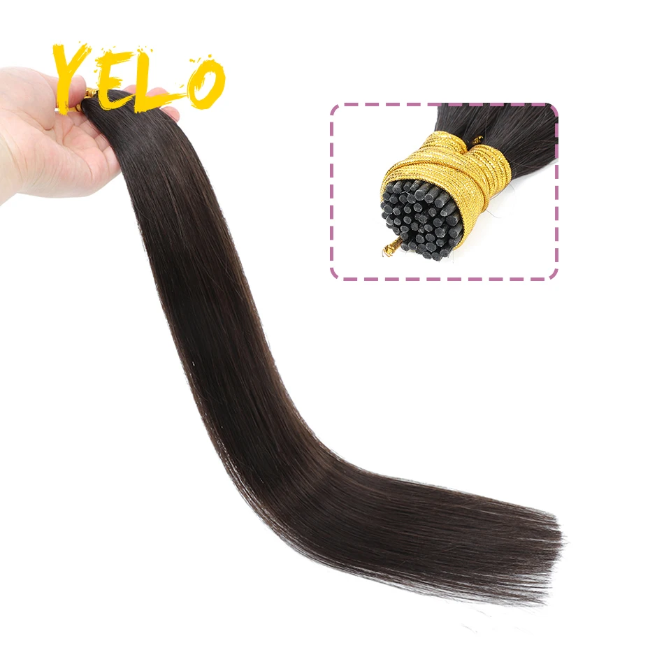 Yelo 12-26 Inch Double Drawn Straight I Tip Remy Human Hair Extensions Natural Fusion Keratin Capsules Hair Extensions 50pcs/Set