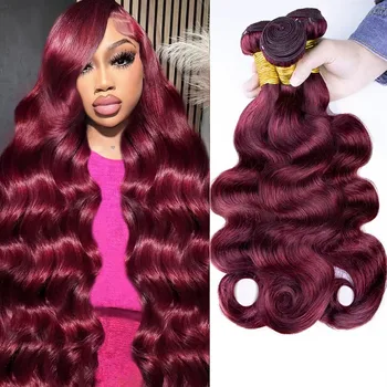 99J Human Hair Bundles Wine Red Bundles Burgundy Body Wave Human Hair Bundles Brazilian Unprocessed Virgin Hair Burgundy Bundles 1