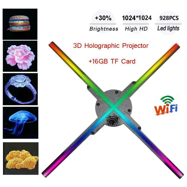 Display Della Ventola Dell'Ologramma 3D, Proiettore Della Macchina  Pubblicitaria Wifi Da 11,8 Pollici Ventola Led 3D A Occhio Nudo Con 256  Led, Ventola Del Proiettore Olografico 3D Per Le Aziende(EU) : 