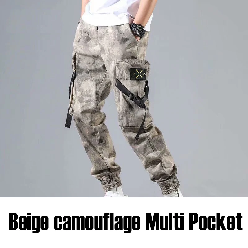 2021 New Male Trousers Mens Joggers Solid Multi-pocket Pants Sweatpants Men Pants Hip Hop Harem Joggers Pants Running pants gym