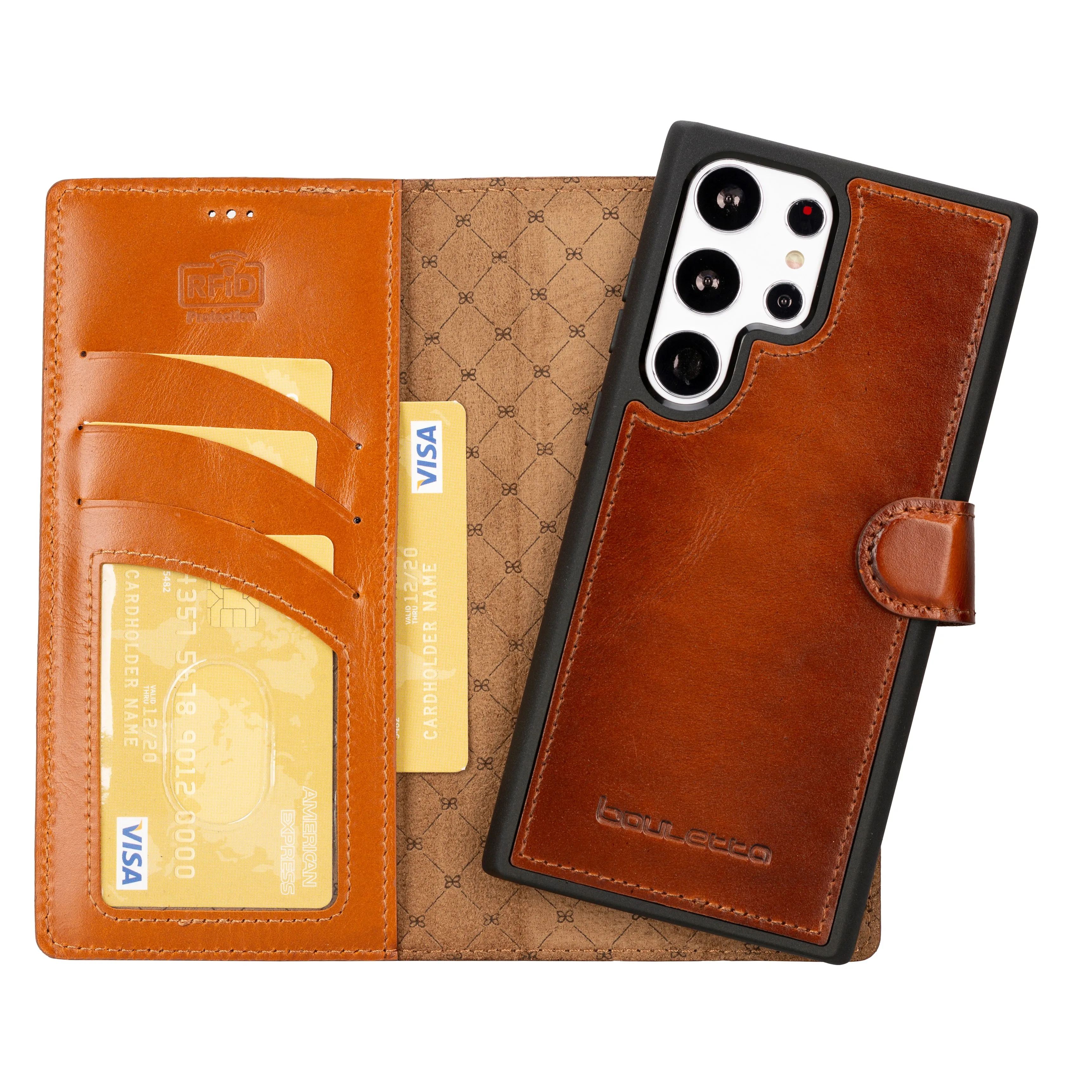 

Genuine Leather Handmade Magnetic Wallet Phone Case for Samsung Galaxy S23 Ultra Rfid and Wireless Compatible with CardHolder
