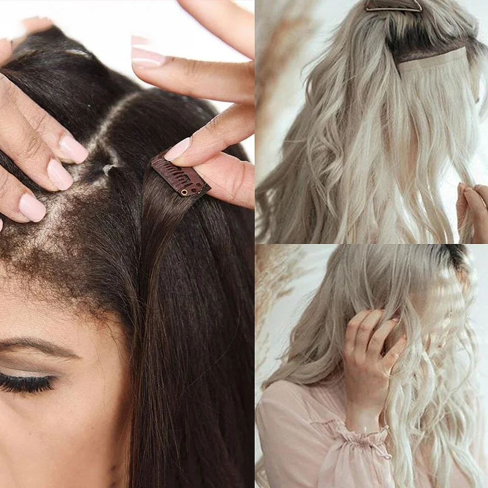 Efecto Deslumbrante: Extensiones De Cabello Sintético Con Clip Para Mujeres