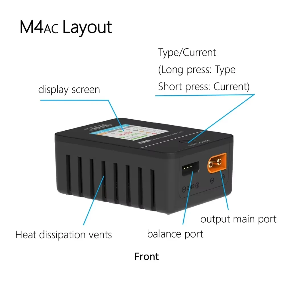 ToolkitRC M4AC 30W LiPO LiFE LiHV Compact AC Charger 1-4S XT60 Interface For RC Model FPV Racing Freestyle Drone Batteries