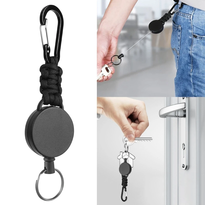 

Сверхмощный выдвижной брелок с зажимом для ремня, выдвижная удостоверения личности, выдвижной держатель для значков, стальной шнур, брелок для кемпинга