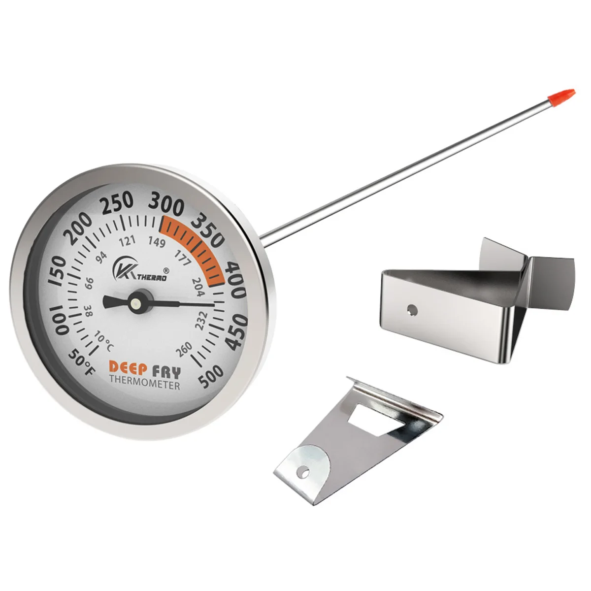 KT Thermo-Deep Fry Candy Thermometer with Stainless Steel Dial, Meat  Cooking Thermometer, 12 Probe, 2.5