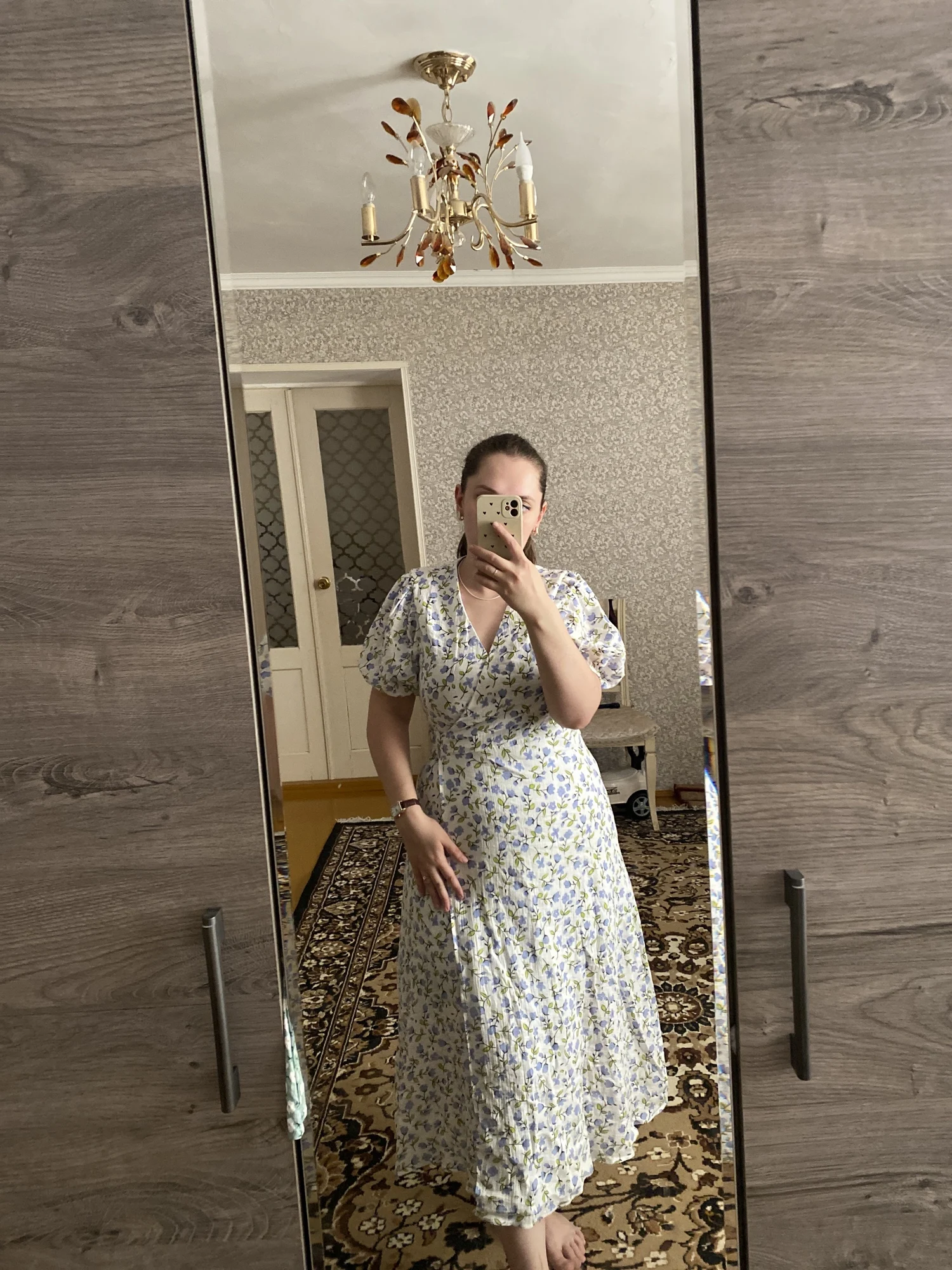Elegant Floral A-Line Midi Dress for Summer Comfort photo review