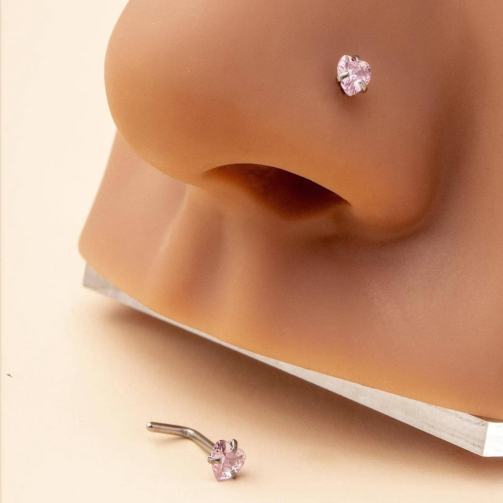 ترصيع أنف على شكل قلب حب ، ديكور زركونيا مكعب ، حل...