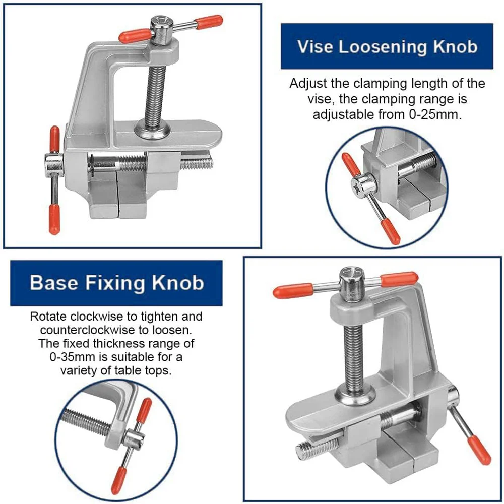 1pc Mini Aluminum Hobby Vice - Compact Multifunctional Clip Workbench, Small Repair, and DIY Projects - Durable, Adjustable 3