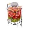 Hot Selling 4L Glass Mason Jar with Metal Lids, Metal Stand And Tap For Lemon Water 1