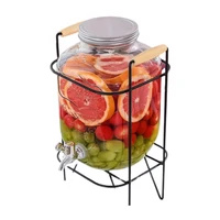 Hot Selling 4L Glass Mason Jar with Metal Lids, Metal Stand And Tap For Lemon Water 1