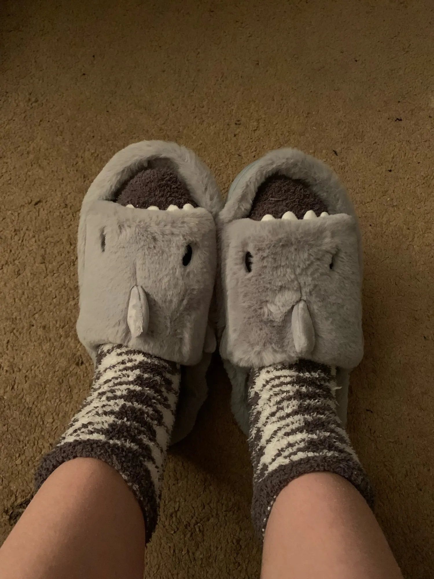 Pantuflas de tiburón de peluche Kawaii