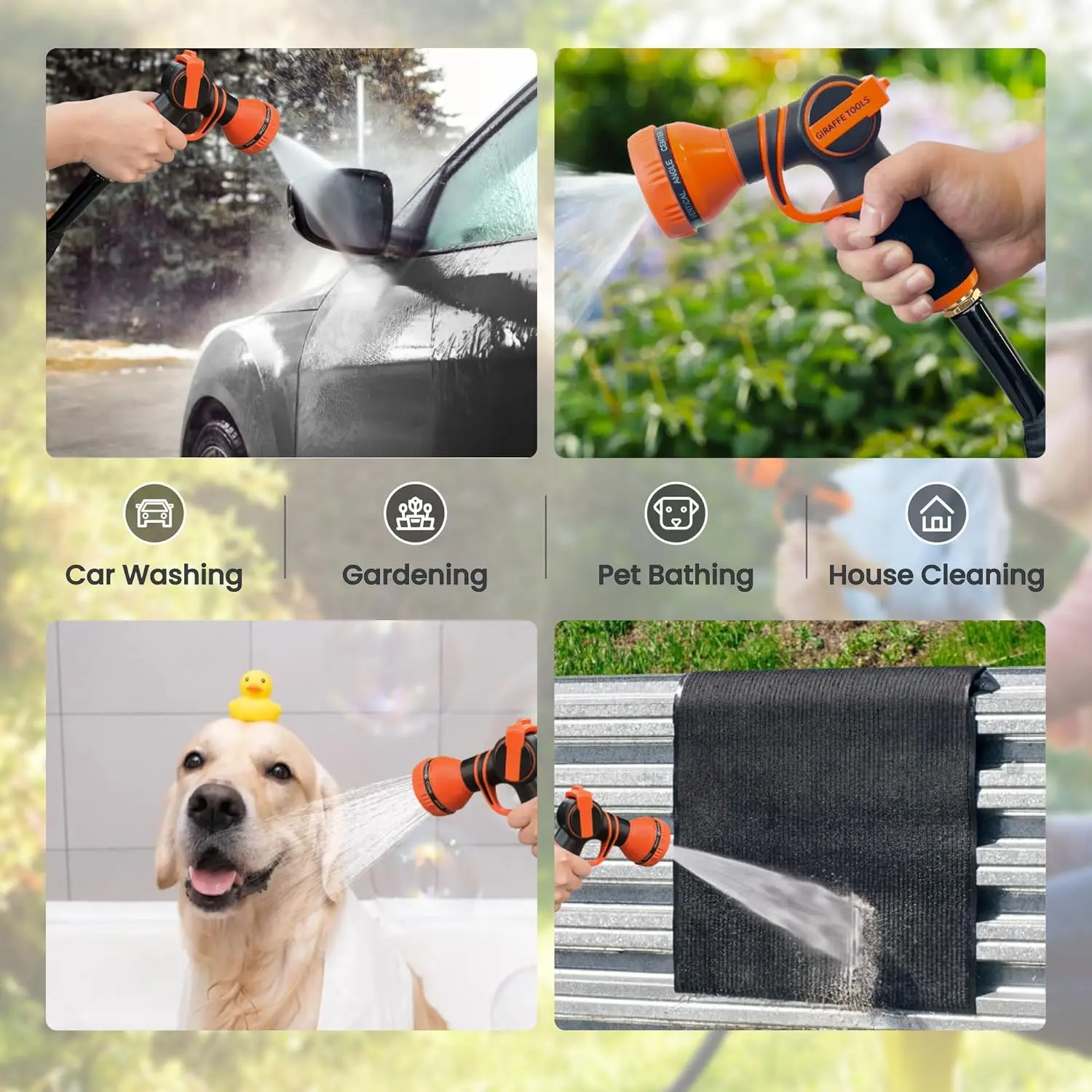 Lightweight Flexible Garden Hose with Spray Nozzle