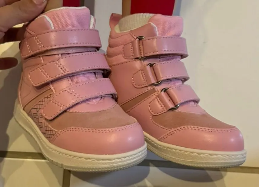 Princepard Ankle Boots for Girls Boys Orthopedic Children's Sneakers with Arch Support Insoles Pink Grey Leather Kids Shoes photo review