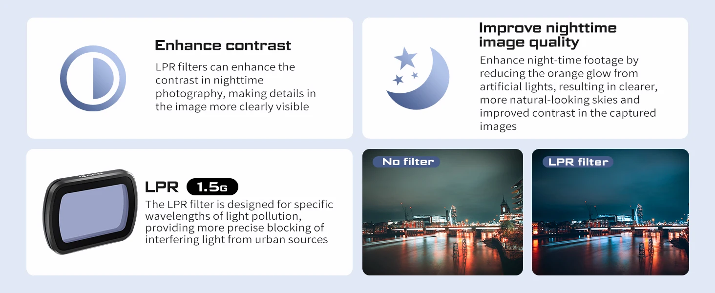 Light Pollution Reduction Filter for Osmo Pocket 3 - Achieve More Vivid and Auth