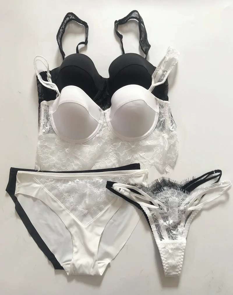 

French bra underwear women girl lace bra and panty set tube top vest gathered brassiere beauty back female bra set plus size