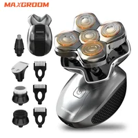 MAXGROOM 5 in 1 Electric Shaver For Man Blad Hair Trimmer Waterproof Head Shaver Beard Trimmer Rechargeable Head Shaving Machine