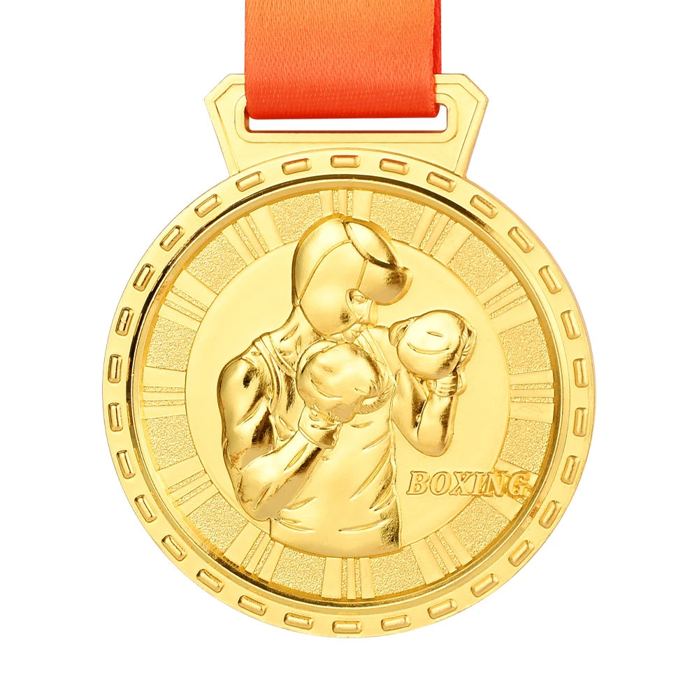 Boxing Medal 3D Award Medallions Fight Taekwondo Wrestling Sports Competition Blank Medals Gold Silver Bronze With Ribbon